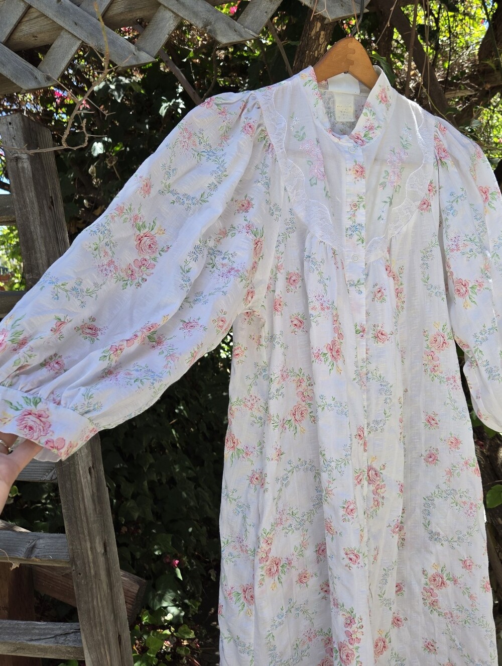 Vintage Romantic Poet Sleeve Robe Duster Nightgown Dress S M